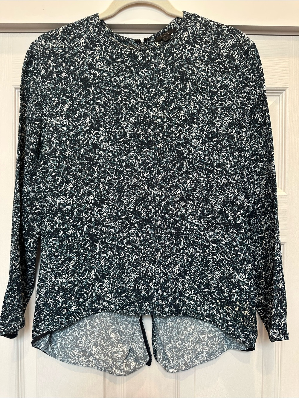 COS Black, White, and Green Printed Blouse